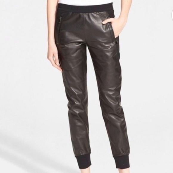 NWT Vince Leather Crepe Mixed Media Jogger/ Pants. - Picture 1 of 12